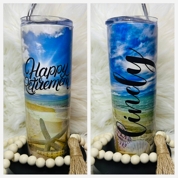 Happy Retirement Stainless Steel Skinny Tumbler