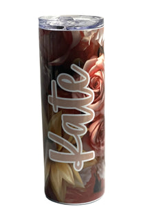 Pink Rose Stainless Steel Skinny Tumbler