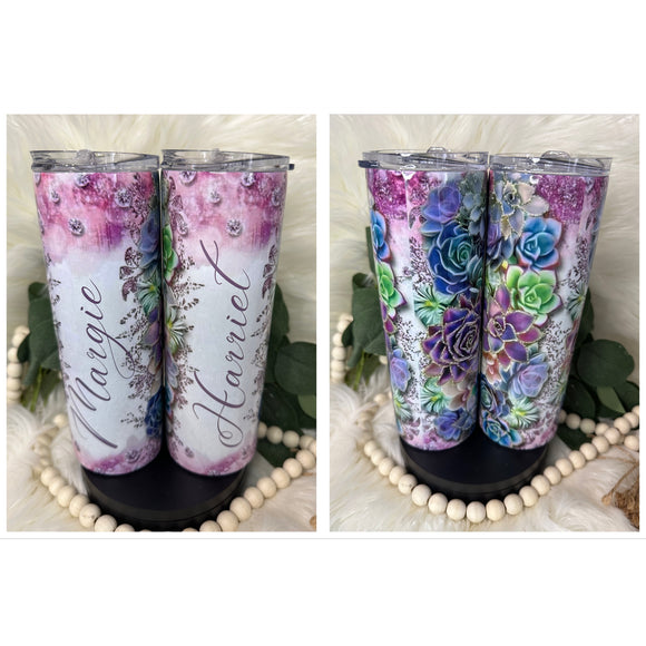 Succulents 20 oz Stainless Steel Skinny Tumbler