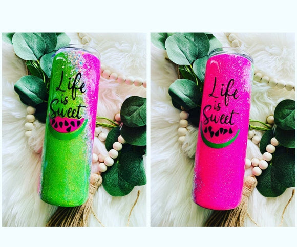 Life is Sweet 20 oz Stainless Steel Skinny Tumbler