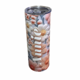 Floral 3D Image Stainless Steel Skinny Tumbler