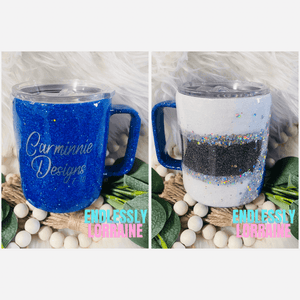 Striped Glittered Stainless Steel Camper Mug 12 oz